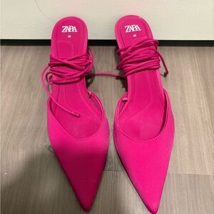 Zara Women's Pink Pointed Toe Kitten Heels